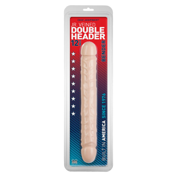 Jr Veined Double Header 12 Inch Bender Dong Flesh Pink - Image 3