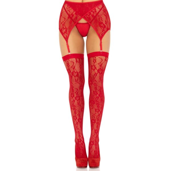 Calze di pizzo e reggicalze Leg Avenue rosse