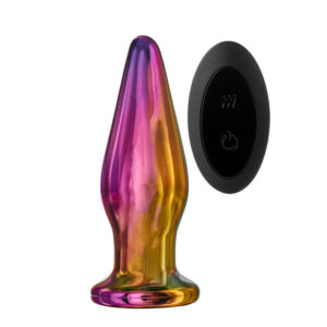Plug anale conico con telecomando in vetro glamour