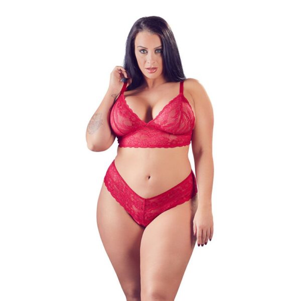 Cottelli Plus Size Reggiseno E Slip In Pizzo Rosso