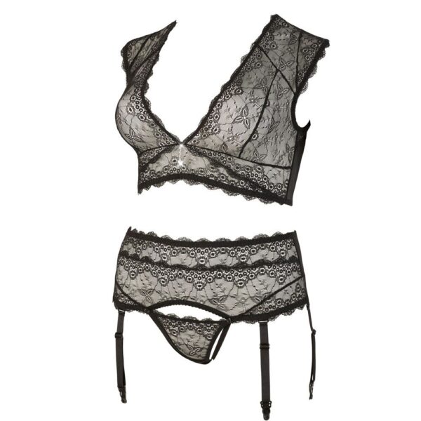 Cottelli Plus Size Bralette and String Set Black - Image 4