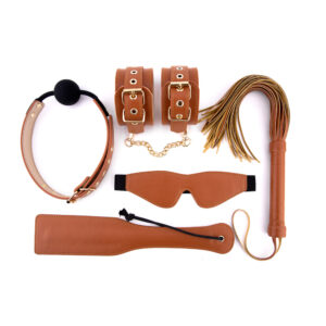 Set in pelle vegana Elite BDSM Cognac