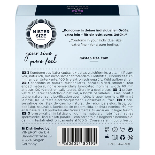 Mister Size 69mm Your Size Pure Feel Condoms 3 Pack - Image 2