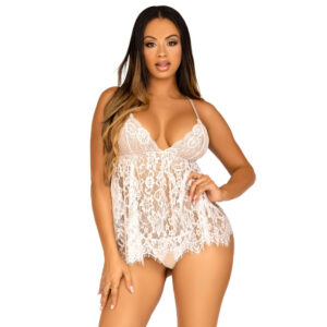 Leg Avenue Babydoll in pizzo e slip con perizoma
