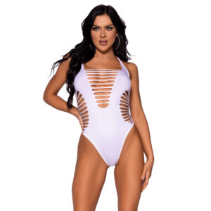 Leg Avenue Racer Back Thong Body Bianco UK da 6 a 12