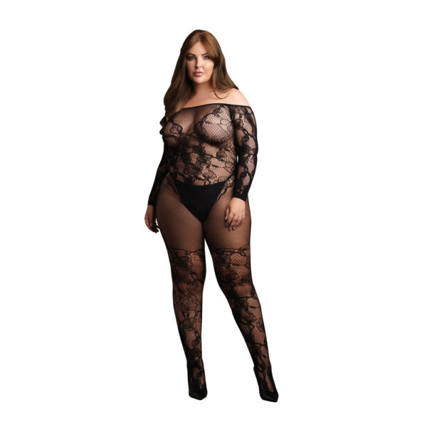 Bodystocking Le Desir con maniche lunghe con spalle scoperte