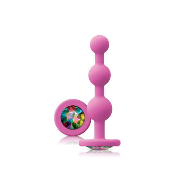 Gemma arcobaleno con plug anale ondulato rosa Glams