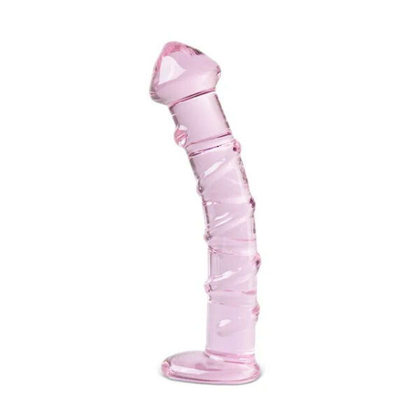 Dildo in vetro rosa testurizzato