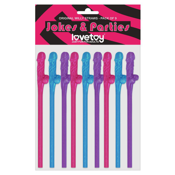 Lovetoy Confezione Da 9 Willy Cannucce Blu Rosa E Viola