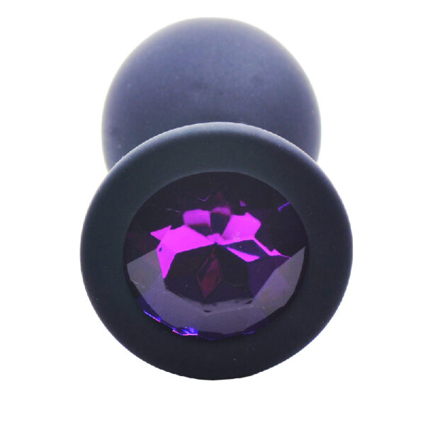 Large Black Jewelled Silicone Butt Plug - Image 3