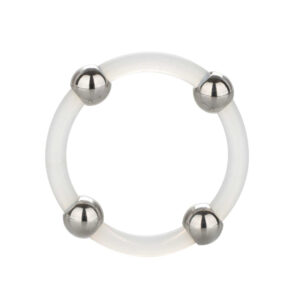 Anello in silicone con perline in acciaio grande
