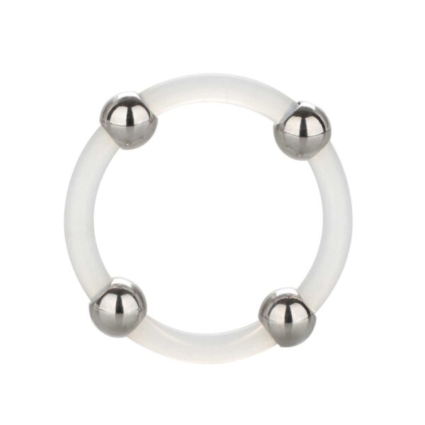 Anello in silicone con perline in acciaio grande