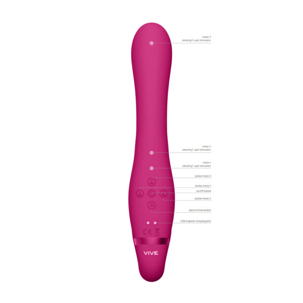 Vive Suki Triple Action Strapless Strap On Vibrator Pink - Image 2